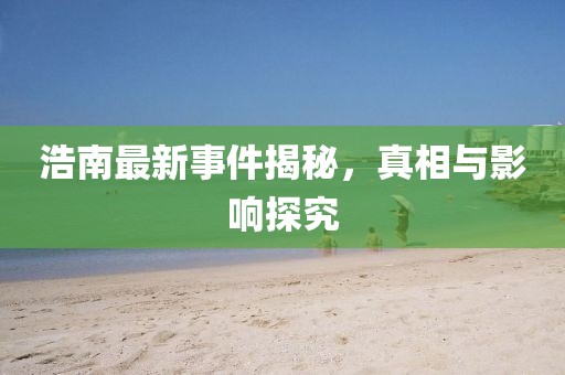 浩南最新事件揭秘，真相與影響探究