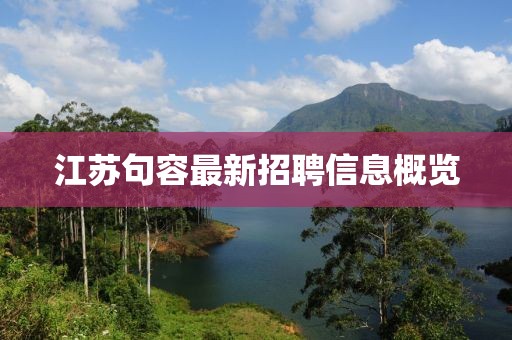 江蘇句容最新招聘信息概覽