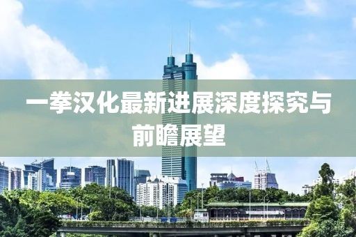 一拳漢化最新進(jìn)展深度探究與前瞻展望