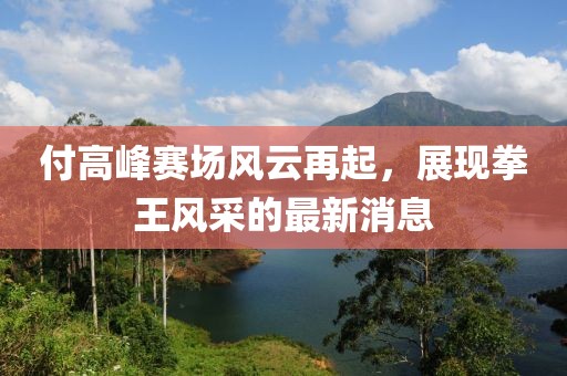 付高峰賽場風(fēng)云再起，展現(xiàn)拳王風(fēng)采的最新消息