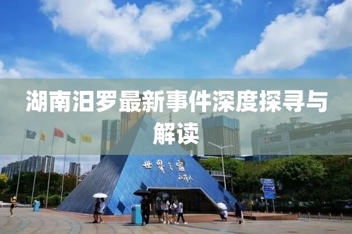 湖南汨羅最新事件深度探尋與解讀