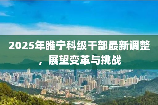 2025年睢寧科級干部最新調(diào)整，展望變革與挑戰(zhàn)