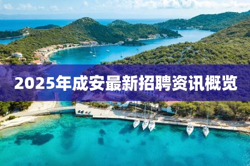 2025年成安最新招聘資訊概覽