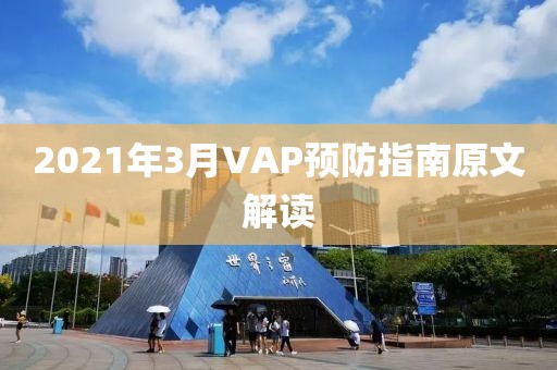 2021年3月VAP預防指南原文解讀