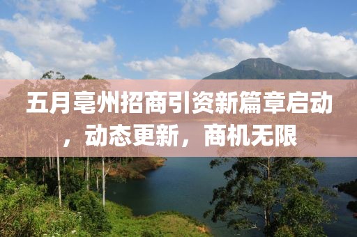 五月亳州招商引資新篇章啟動，動態(tài)更新，商機無限
