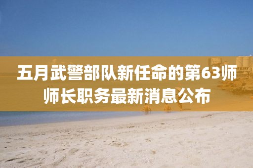 五月武警部隊(duì)新任命的第63師師長(zhǎng)職務(wù)最新消息公布