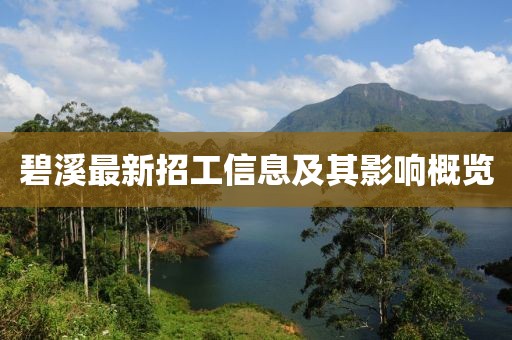 碧溪最新招工信息及其影響概覽