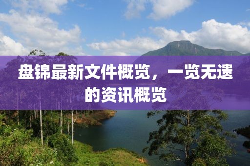 盤錦最新文件概覽，一覽無遺的資訊概覽