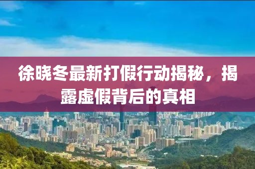 徐曉冬最新打假行動揭秘，揭露虛假背后的真相